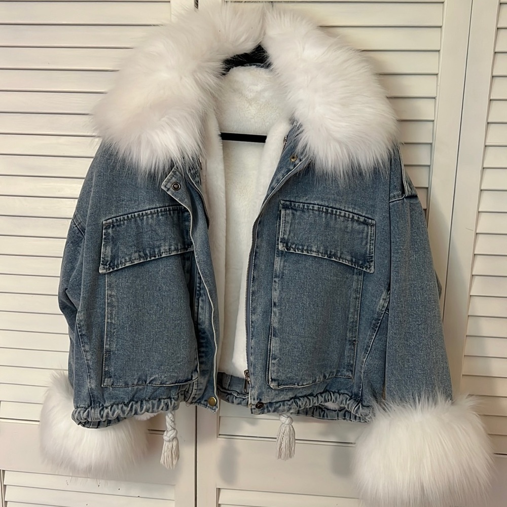 Denim Jacket with Detachable lining and fur